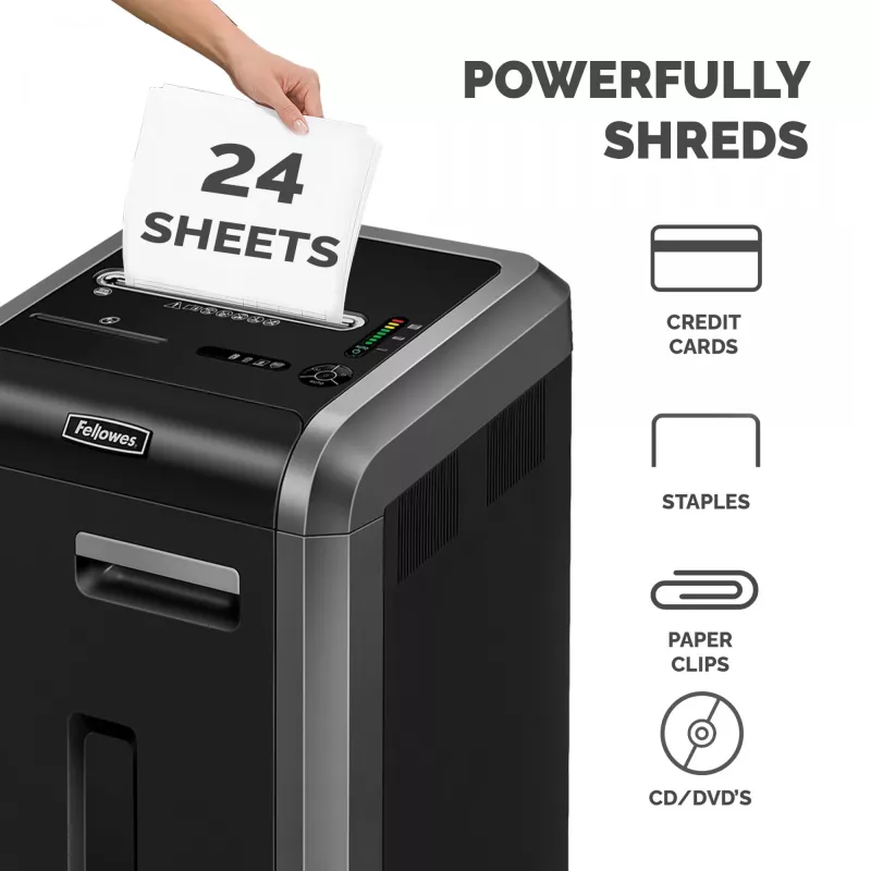 Fellowes popieriaus smulkintuvas 225Ci, 24 lapų kryžminio pjovimo smulkintuvas su 60 litrų dėže, aukštas saugumas P4