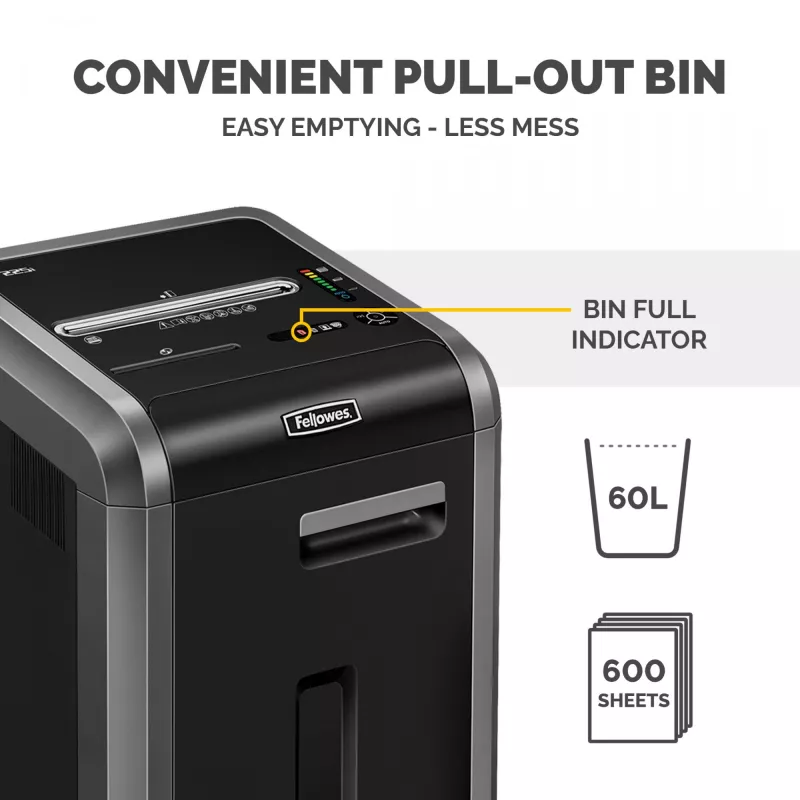 Fellowes popieriaus smulkintuvas 225Ci, 24 lapų kryžminio pjovimo smulkintuvas su 60 litrų dėže, aukštas saugumas P4