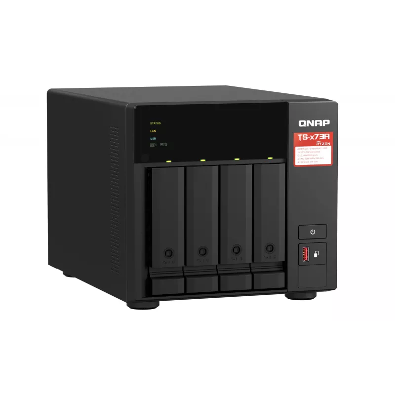 QNAP TS-473A NAS bokštinis Ryzen Embedded V1500B 8 GB DDR4 0 TB QNAP Turbo System juodos spalvos