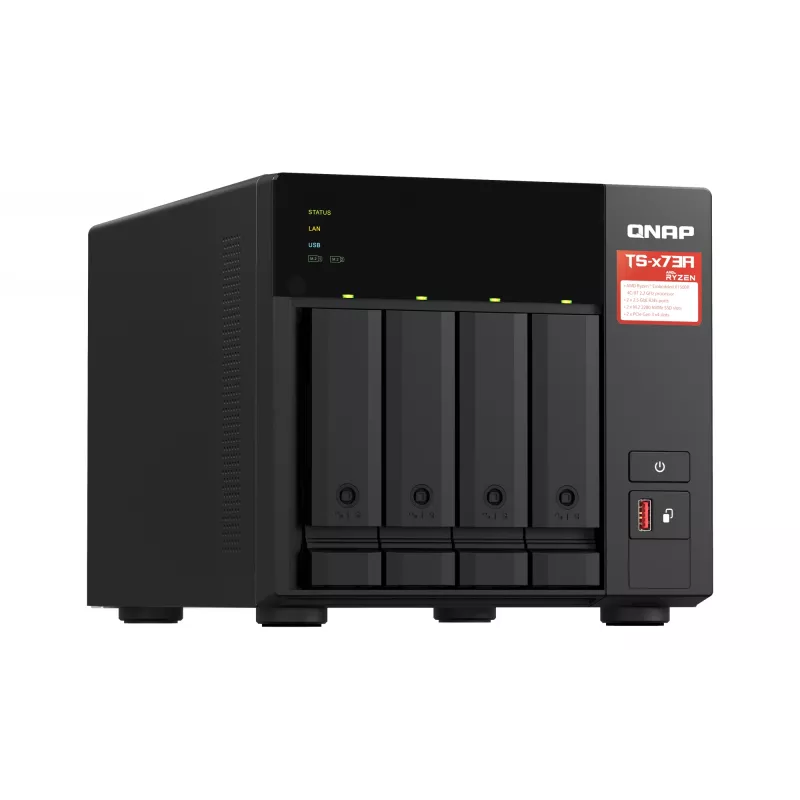 QNAP TS-473A NAS bokštinis Ryzen Embedded V1500B 8 GB DDR4 0 TB QNAP Turbo System juodos spalvos