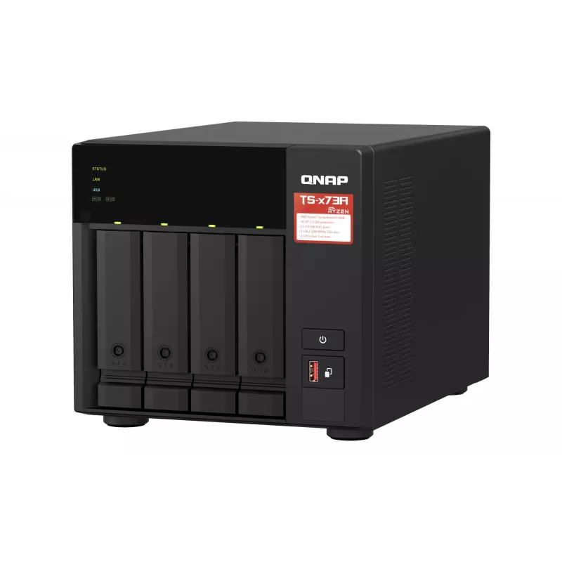 QNAP TS-473A NAS bokštinis Ryzen Embedded V1500B 8 GB DDR4 0 TB QNAP Turbo System juodos spalvos