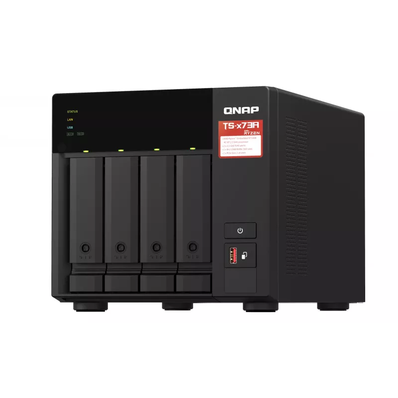QNAP TS-473A NAS bokštinis Ryzen Embedded V1500B 8 GB DDR4 0 TB QNAP Turbo System juodos spalvos