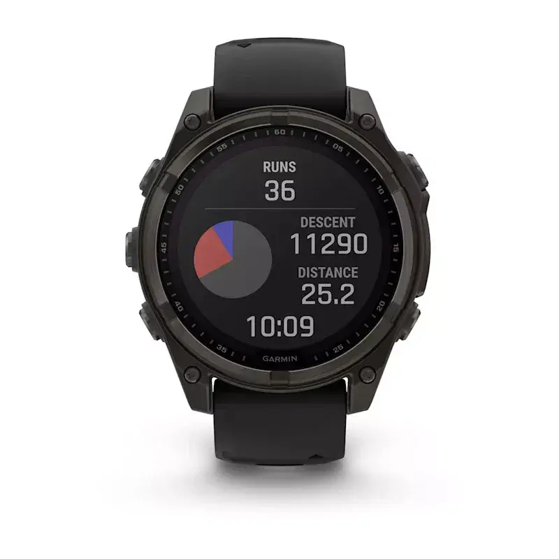 Sportinis išmanusis laikrodis GARMIN fenix 8 Black — 51 mm korpusas, Safyro lęšis, saulės energija, GPS, 32 GB, 10 ATM, 1,3 colio ekranas