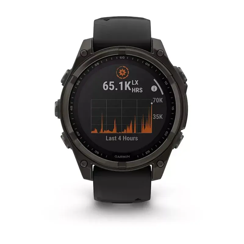 Sportinis išmanusis laikrodis GARMIN fenix 8 Black — 51 mm korpusas, Safyro lęšis, saulės energija, GPS, 32 GB, 10 ATM, 1,3 colio ekranas