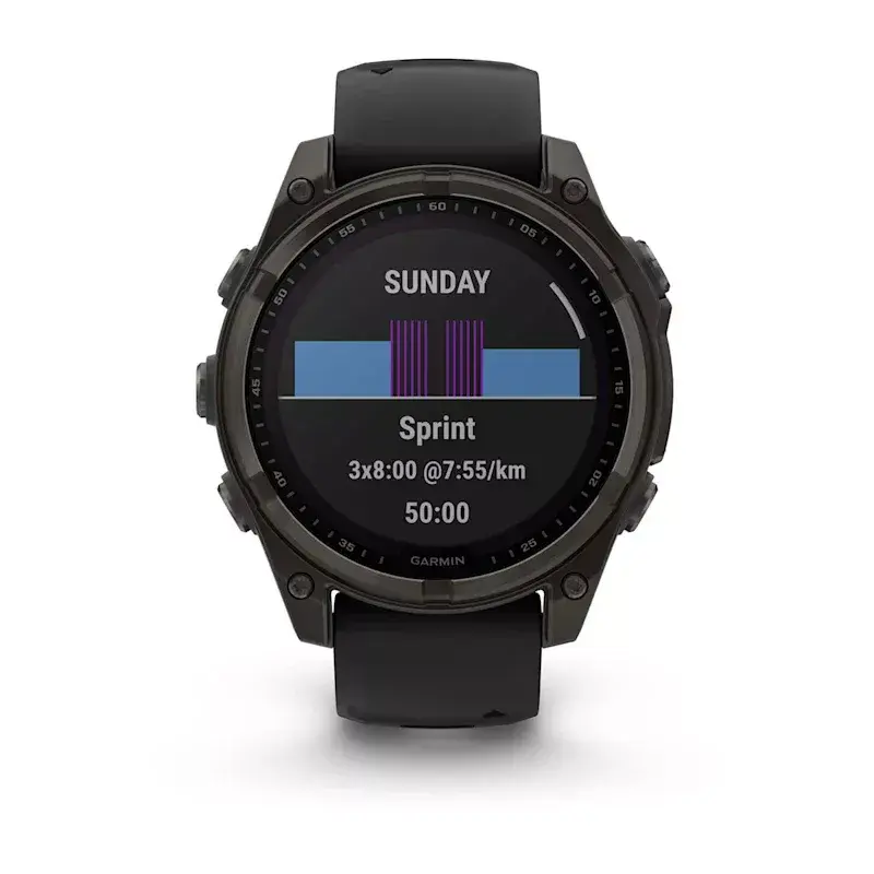 Sportinis išmanusis laikrodis GARMIN fenix 8 Black — 51 mm korpusas, Safyro lęšis, saulės energija, GPS, 32 GB, 10 ATM, 1,3 colio ekranas
