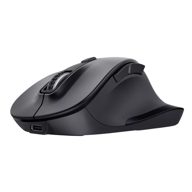 TRUST Fyda Office dešiniarankė belaidė pelė – RF + Bluetooth, optinė 2400 DPI, 6 mygtukai, juoda