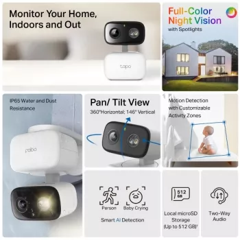 Apsaugos kamera TP-LINK Tapo C206 – vidaus/lauko 1080p HD, pakreipimas ir pasukimas, naktinis matymas, dvipusis garsas