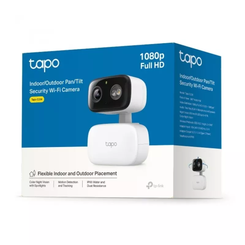 Apsaugos kamera TP-LINK Tapo C206 – vidaus/lauko 1080p HD, pakreipimas ir pasukimas, naktinis matymas, dvipusis garsas