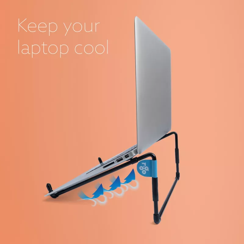 R-Go Tools nešiojamojo kompiuterio stovas R-Go Steel Travel, ergonomiškas ir sulankstomas, tinkamas 10–22 colių nešiojamiesiems kompiuteriams, juodas