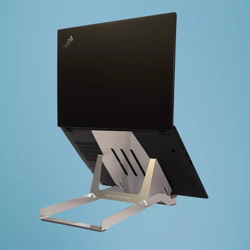 R-Go Tools nešiojamojo kompiuterio stovas R-Go Riser Basic, sulankstomas ir reguliuojamas nešiojamojo kompiuterio stovas, aliuminis, sidabrinis