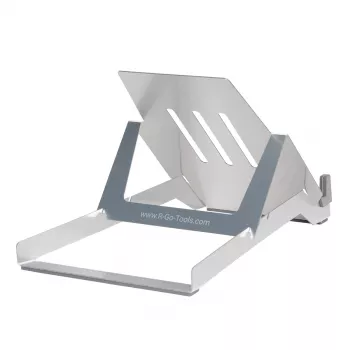 R-Go Tools nešiojamojo kompiuterio stovas R-Go Riser Basic, sulankstomas ir reguliuojamas nešiojamojo kompiuterio stovas, aliuminis, sidabrinis