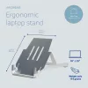 R-Go Tools nešiojamojo kompiuterio stovas R-Go Riser Basic, sulankstomas ir reguliuojamas nešiojamojo kompiuterio stovas, aliuminis, sidabrinis