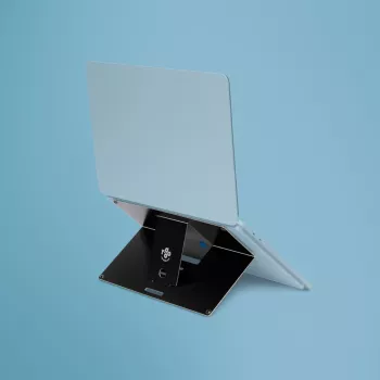 R-Go Tools nešiojamojo kompiuterio stovas R-Go Riser Attachable, reguliuojamas, integruotas su nešiojamuoju kompiuteriu, aliuminis, juodas