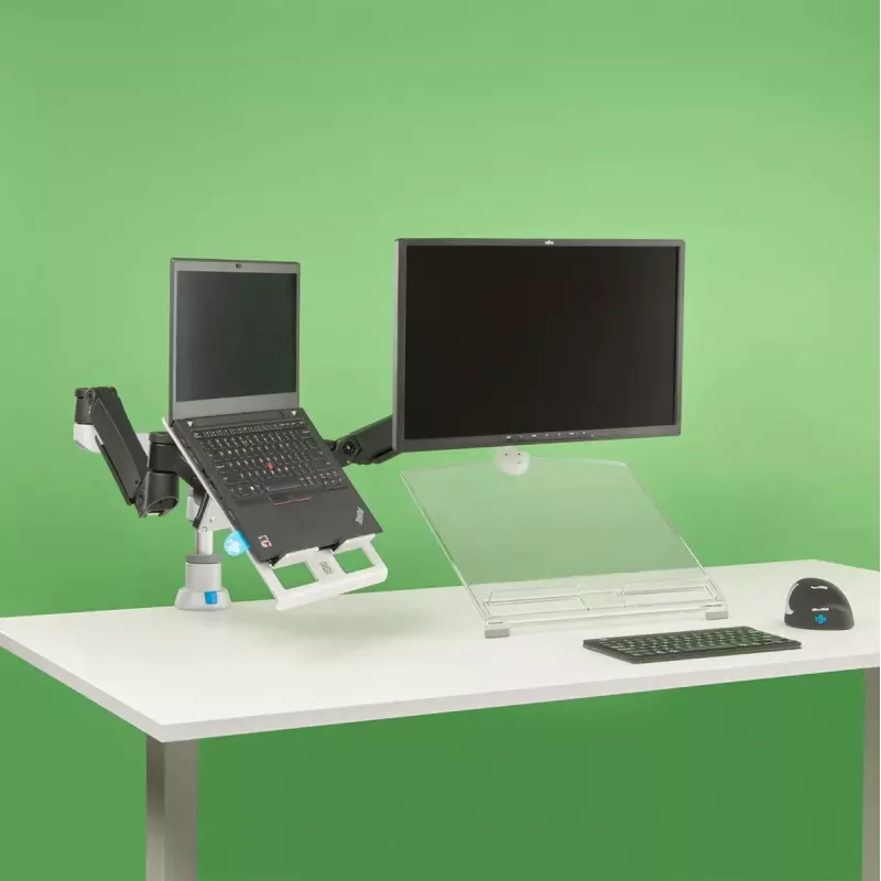 R-Go Tools nešiojamojo kompiuterio laikiklis R-Go Morelia, modulis Caparo ir Zepher monitoriaus laikikliui