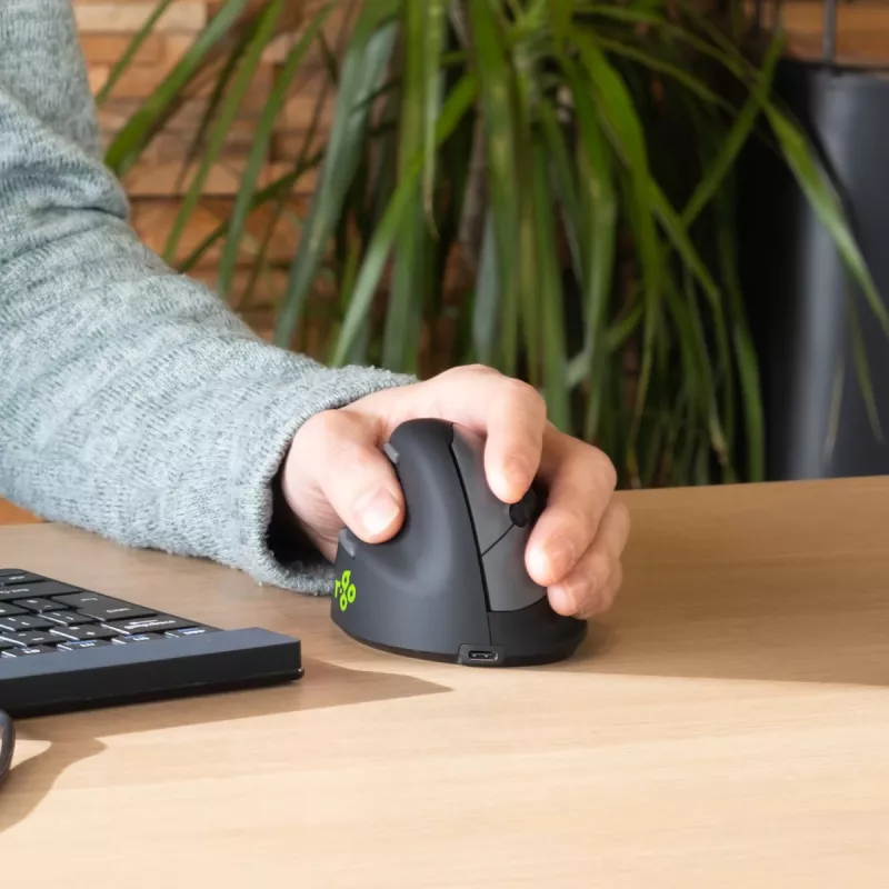 R-Go Tools ergonominė pelė R-Go HE Break su pertraukų programine įranga, vidutinė (plaštakos dydis 165–185 mm), kairiarankiams, Bluetooth, juoda