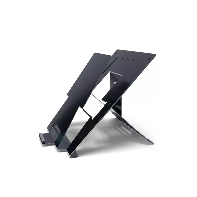 R-Go Tools nešiojamojo kompiuterio stovas R-Go Riser Document, ergonomiškas, sulankstomas ir reguliuojamas stovas su dokumentų laikikliu, juodas