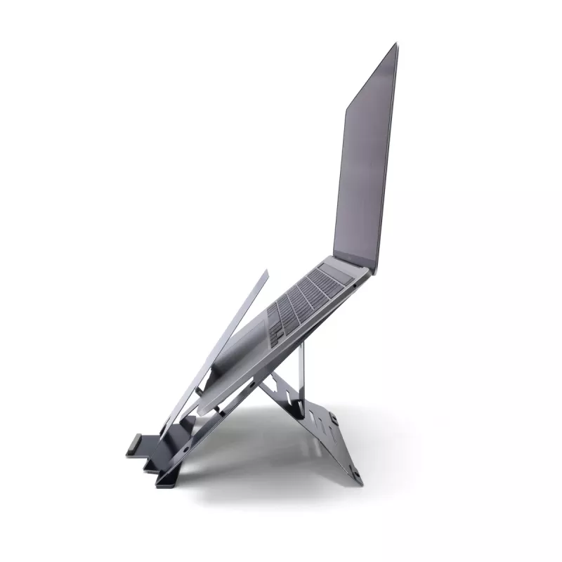 R-Go Tools nešiojamojo kompiuterio stovas R-Go Riser Document, ergonomiškas, sulankstomas ir reguliuojamas stovas su dokumentų laikikliu, juodas