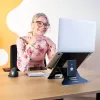 R-Go Tools nešiojamojo kompiuterio stovas R-Go Riser Document, ergonomiškas, sulankstomas ir reguliuojamas stovas su dokumentų laikikliu, juodas