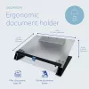 R-Go Tools dokumentų laikiklis R-Go Read2Write, tinkamas skaitymui ir rašymui, ergonomiškas, su minkštu porolono riešo atrama, matinis akrilas