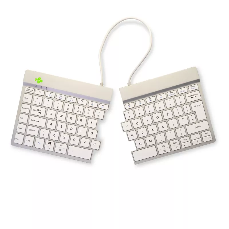 R-Go Tools Ergonominė klaviatūra R-Go Split Break su pertraukų programine įranga, ergonominė padalyta klaviatūra, QWERTY (UK), Bluetooth, balta