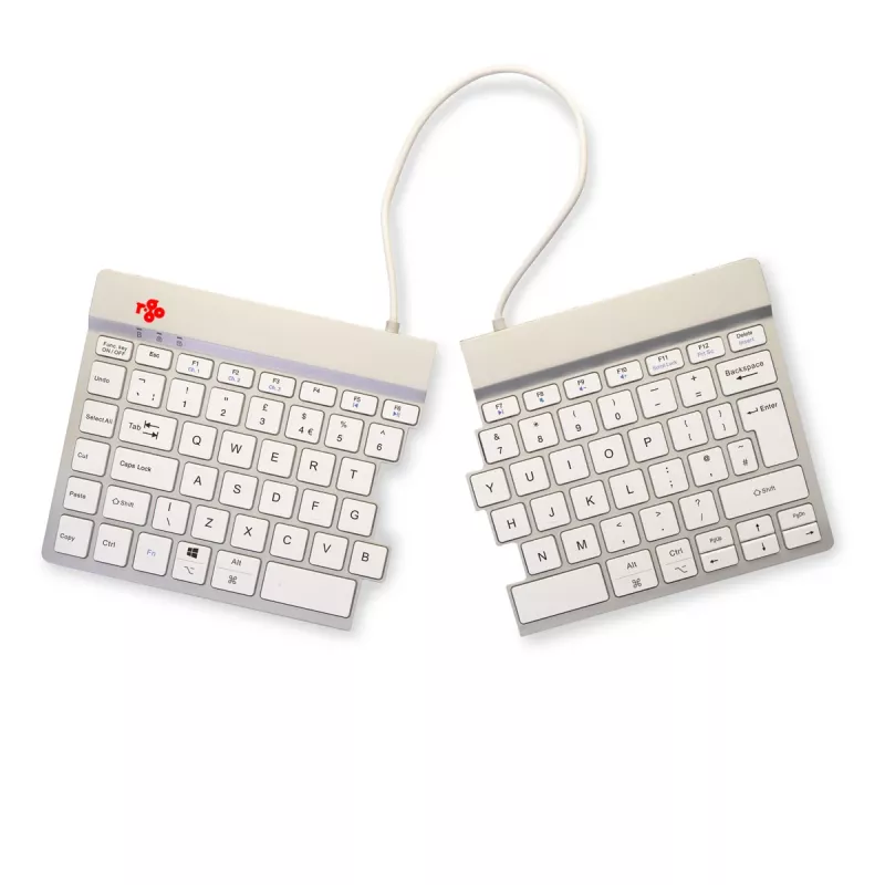 R-Go Tools Ergonominė klaviatūra R-Go Split Break su pertraukų programine įranga, ergonominė padalyta klaviatūra, QWERTY (UK), Bluetooth, balta