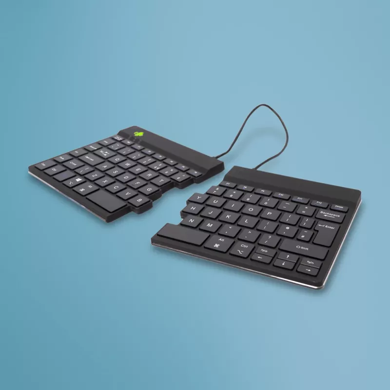 R-Go Tools ergonominė klaviatūra R-Go Split Break su pertraukų programine įranga, ergonominė padalinta klaviatūra, QWERTY (UK), Bluetooth, juoda