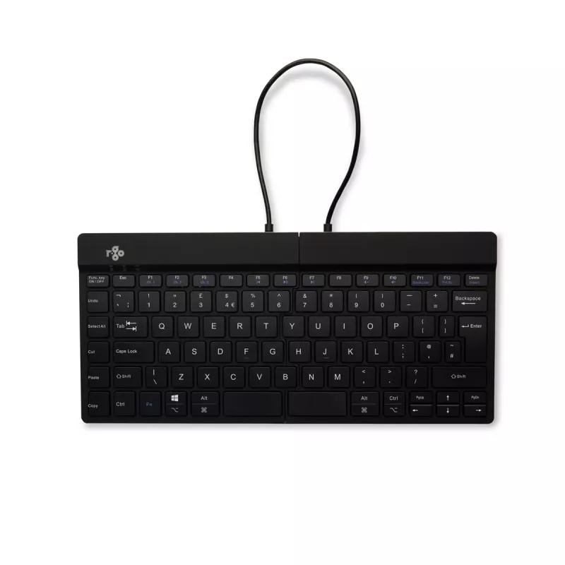 R-Go Tools ergonominė klaviatūra R-Go Split Break su pertraukų programine įranga, ergonominė padalinta klaviatūra, QWERTY (UK), Bluetooth, juoda