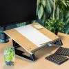 R-Go Tools dokumentų laikiklis R-Go Read2Write, tinkamas skaitymui ir rašymui, ergonomiškas, su minkštu porolono riešo atrama, ąžuolo mediena
