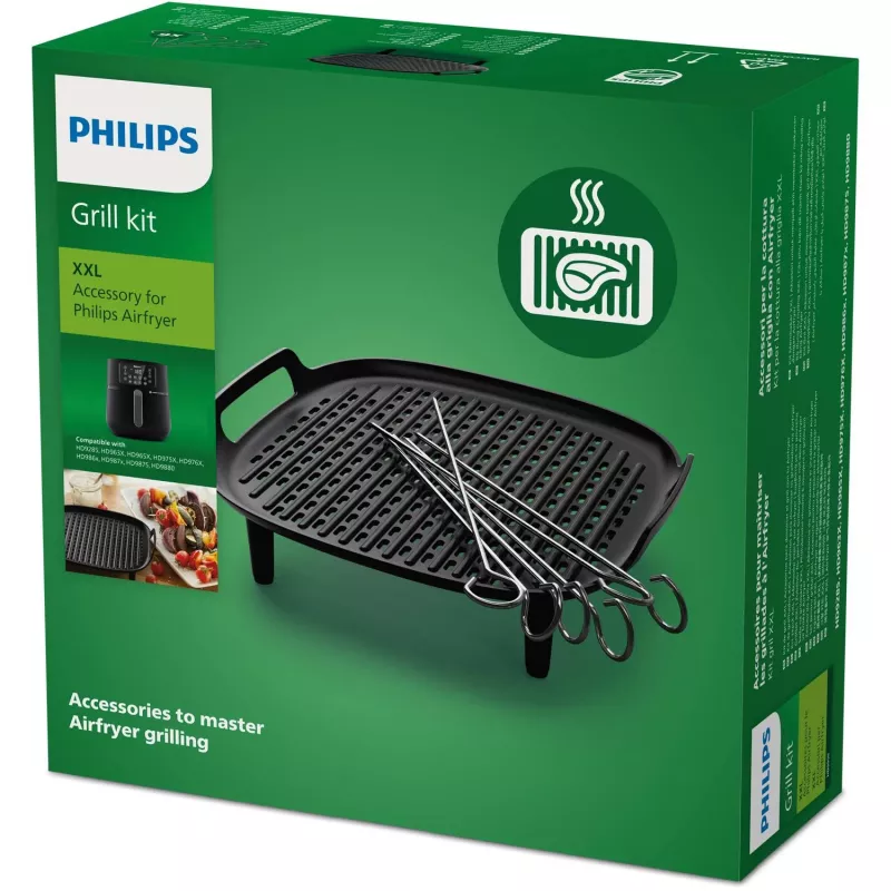 Philips Airfryer priedas HD9959/00 Grilio rinkinys XXL, Grilio dugnas ir iešmai, Philips, HD9285, HD963X, HD965X, HD975X, HD976X, HD986X, HD987X, Aliuminis, Metalas, 213 mm