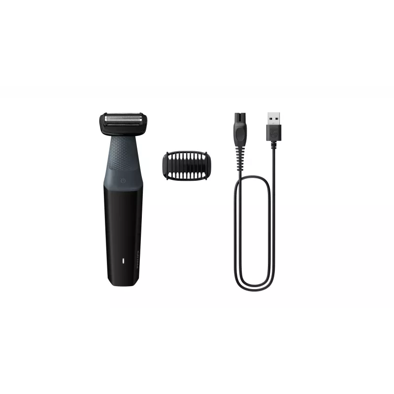 Kūno kirpimo mašinėlė Philips BODYGROOM Series 3000 BG3017/01 atspari purslams juoda pilka