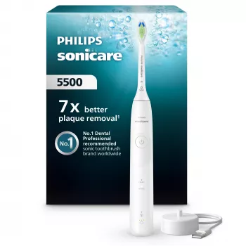 Sonic toothbrush Philips Series 5500 HX7110/01 — 62,000 min⁻¹, 2 režimai, Li‑Ion įkraunamas, baltas
