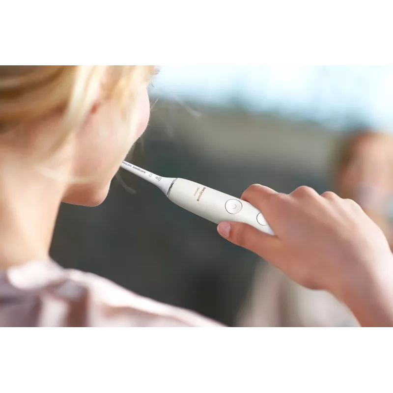 Sonic elektrinis dantų šepetėlis „Philips DiamondClean 9000 HX9911“ – vibruojantis dantų šepetėlis, Li‑Ion įkraunamas, 3 režimai, baltas