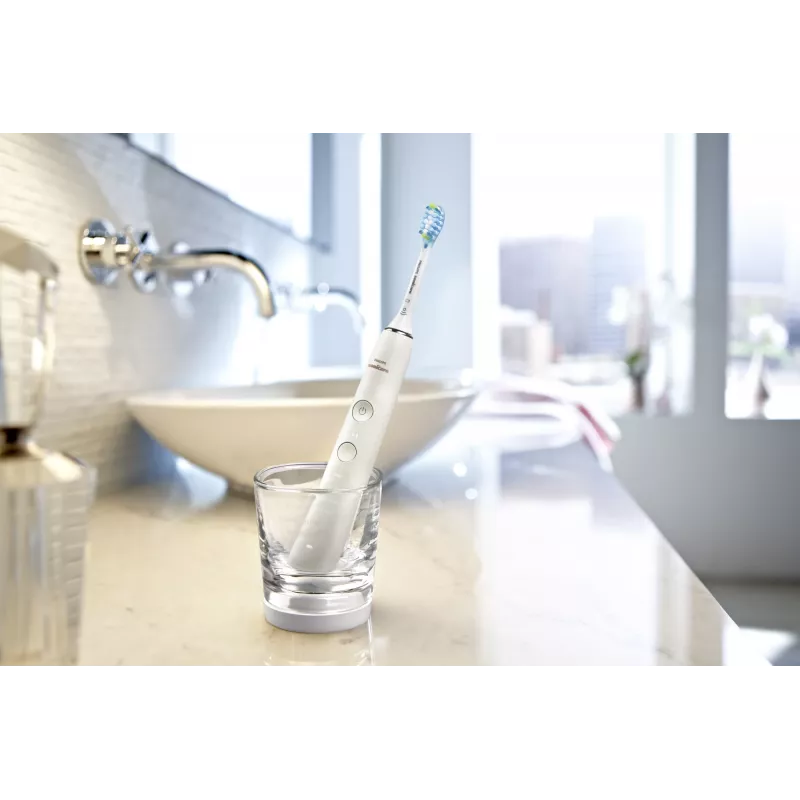 Sonic elektrinis dantų šepetėlis „Philips DiamondClean 9000 HX9911“ – vibruojantis dantų šepetėlis, Li‑Ion įkraunamas, 3 režimai, baltas