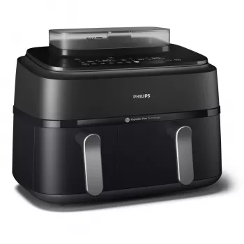 Karšto oro gruzdintuvė Philips 5000 serija NA551/00 — 9 l talpa, 2300 W, jutiklinis valdymas, LED ekranas, juoda/sidabrinė