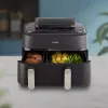 Karšto oro gruzdintuvė Philips 5000 serija NA551/00 — 9 l talpa, 2300 W, jutiklinis valdymas, LED ekranas, juoda/sidabrinė