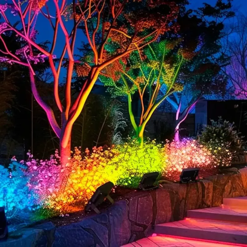 Lauko LED prožektorius OLLO VS121C-50W-RGB — 50 W, 4750 lm, RGB
