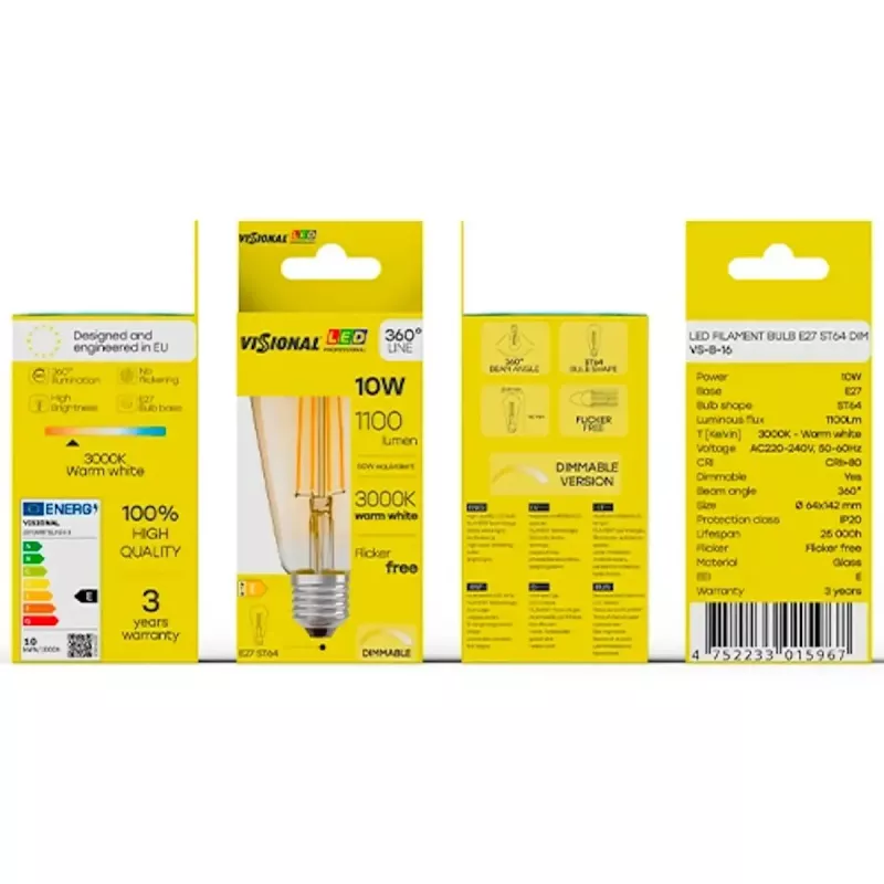 LED lemputė VISIONAL VS-B-16 10W — 1100 lm, buitiniam apšvietimui