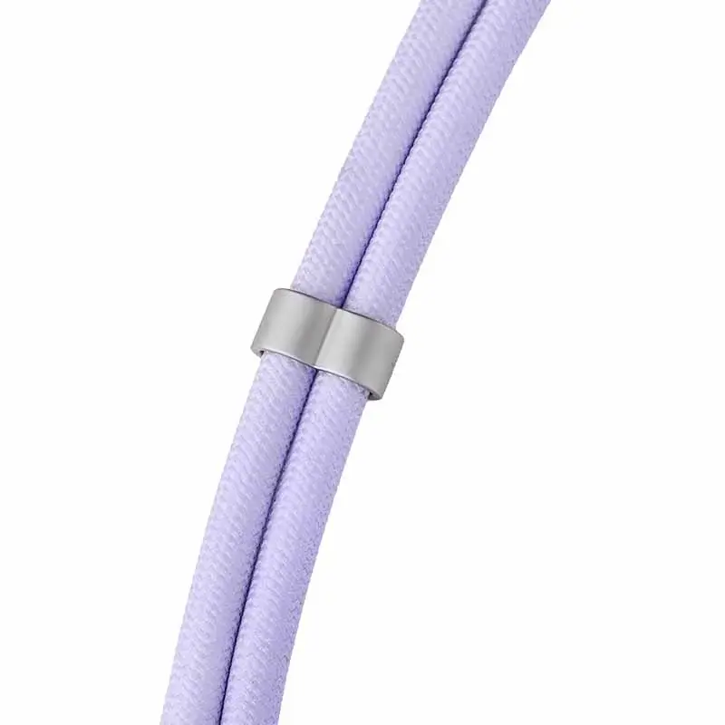 Intenso USB-C įkrovimo dirželis telefono kaklo kabelis 60W greitas įkrovimas reguliuojamo ilgio 1,65 m nailonas violetinis