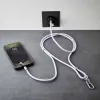Intenso USB-C įkrovimo dirželis telefono kaklo kabelis 60W greitas įkrovimas reguliuojamo ilgio 1,65 m nailonas violetinis