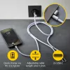 Intenso USB-C įkrovimo dirželis telefono kaklo kabelis 60W greitas įkrovimas reguliuojamo ilgio 1,65 m nailonas violetinis