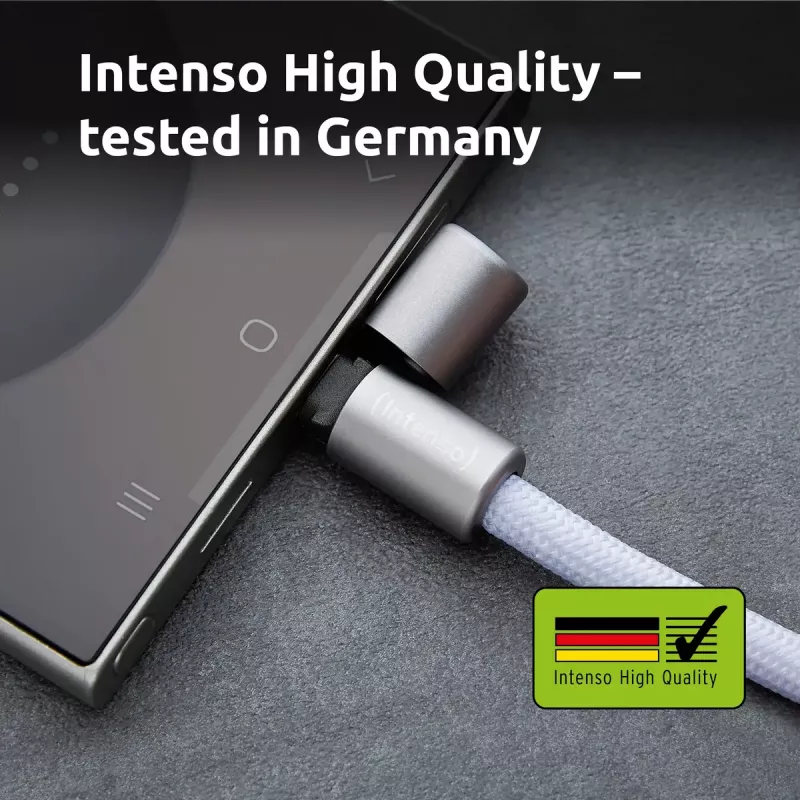 Intenso USB-C įkrovimo dirželis telefono kaklo kabelis 60W greitas įkrovimas reguliuojamo ilgio 1,65 m nailonas violetinis