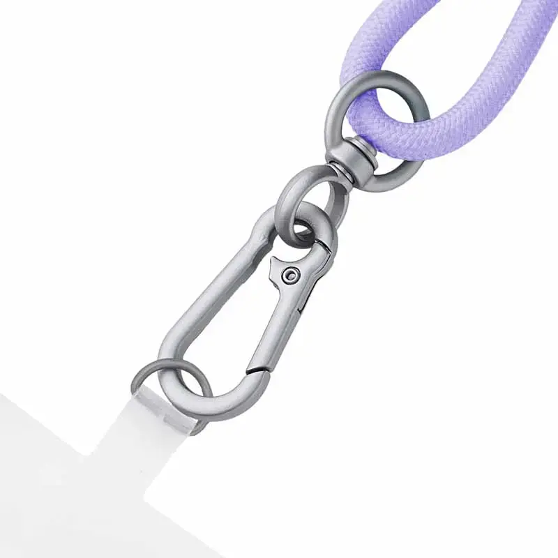 Intenso USB-C įkrovimo dirželis telefono kaklo kabelis 60W greitas įkrovimas reguliuojamo ilgio 1,65 m nailonas violetinis