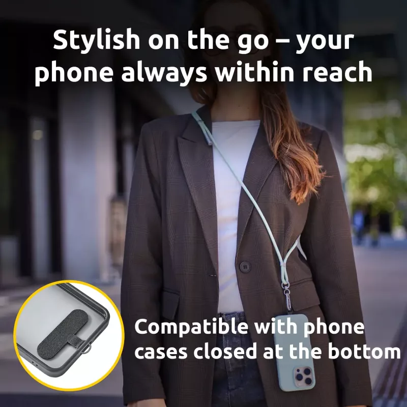 Intenso USB-C įkrovimo dirželis, telefono kaklo kabelis, 60 W greitas įkrovimas, reguliuojamas ilgis, 1,65 m, nailonas, žalias