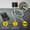 Intenso USB-C įkrovimo dirželis, telefono kaklo kabelis, 60 W greitas įkrovimas, reguliuojamas ilgis, 1,65 m, nailonas, žalias