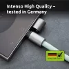 Intenso USB-C įkrovimo dirželis, telefono kaklo kabelis, 60 W greitas įkrovimas, reguliuojamas ilgis, 1,65 m, nailonas, žalias