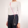 Intenso USB-C įkrovimo laikiklis, telefono kaklo dirželis, laidas, 60 W greitasis įkrovimas, reguliuojamo ilgio, 1,65 m, nailonas, neoninė rožinė