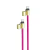 Intenso USB-C įkrovimo laikiklis, telefono kaklo dirželis, laidas, 60 W greitasis įkrovimas, reguliuojamo ilgio, 1,65 m, nailonas, neoninė rožinė