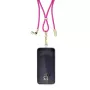 Intenso USB-C įkrovimo laikiklis, telefono kaklo dirželis, laidas, 60 W greitasis įkrovimas, reguliuojamo ilgio, 1,65 m, nailonas, neoninė rožinė