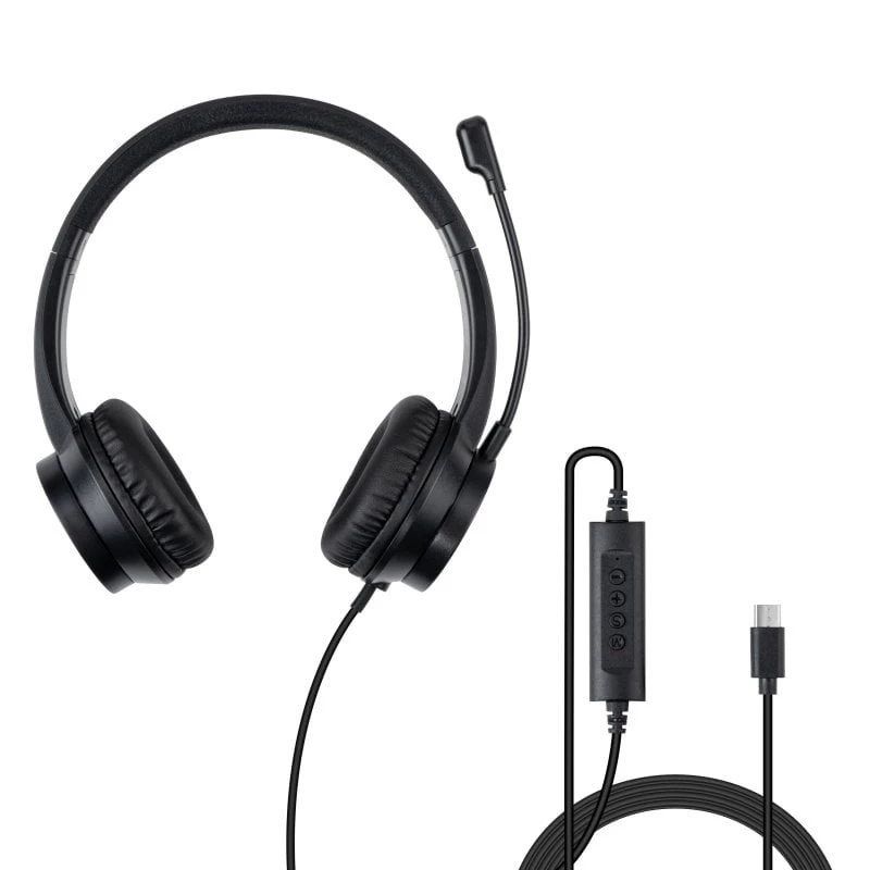 Lindy USB-C Office laisvų rankų įranga, laidinė, 20-20000 Hz, 1.95 m, juoda