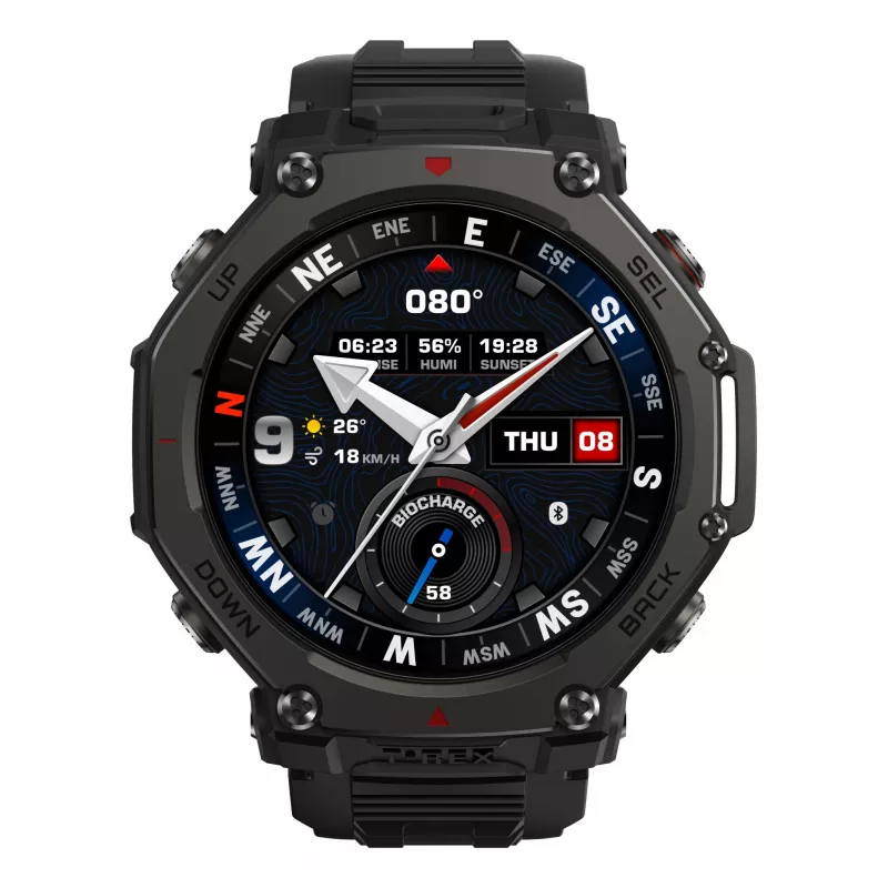 Amazfit T-Rex 3 Pro 3.81 cm (1.5 colio) AMOLED 48 mm skaitmeninis 480 x 480 pikselių jutiklinis ekranas juodas Wi-Fi GPS (palydovinis)